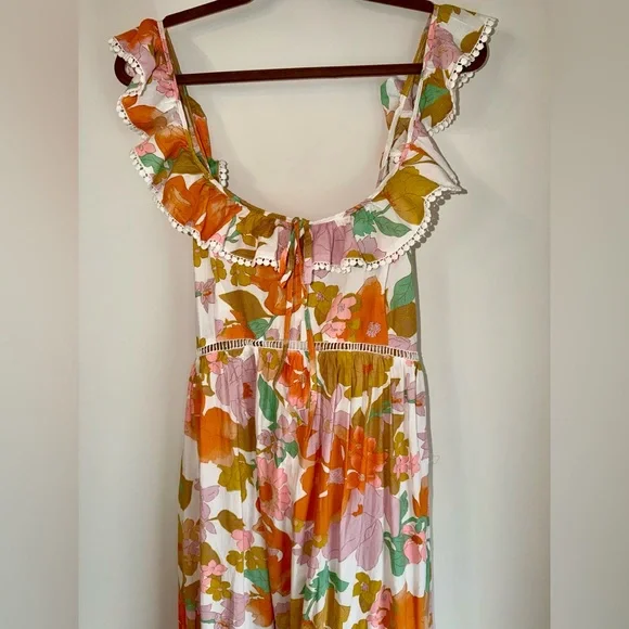 ASOS DESIGN curve ruffle maxi sundress featuring a retro floral print - size 16 - Picture 14 of 15